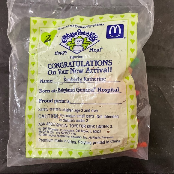 Vintage 1994 McDonald’s Cabbage Patch Kid PVC Figure NOS Red Hair Girl - Picture 7 of 8